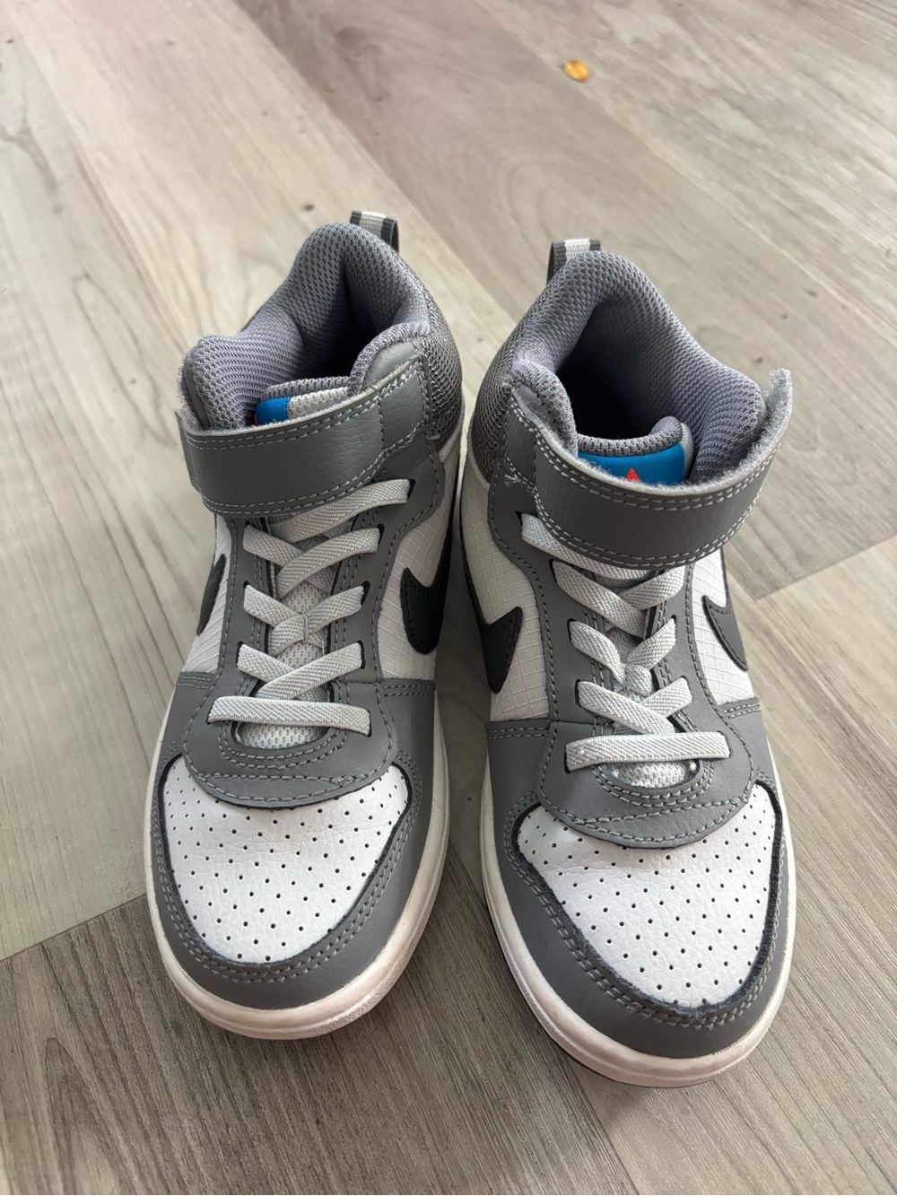 Nike Kids Gray and White High-Top Sneakers
